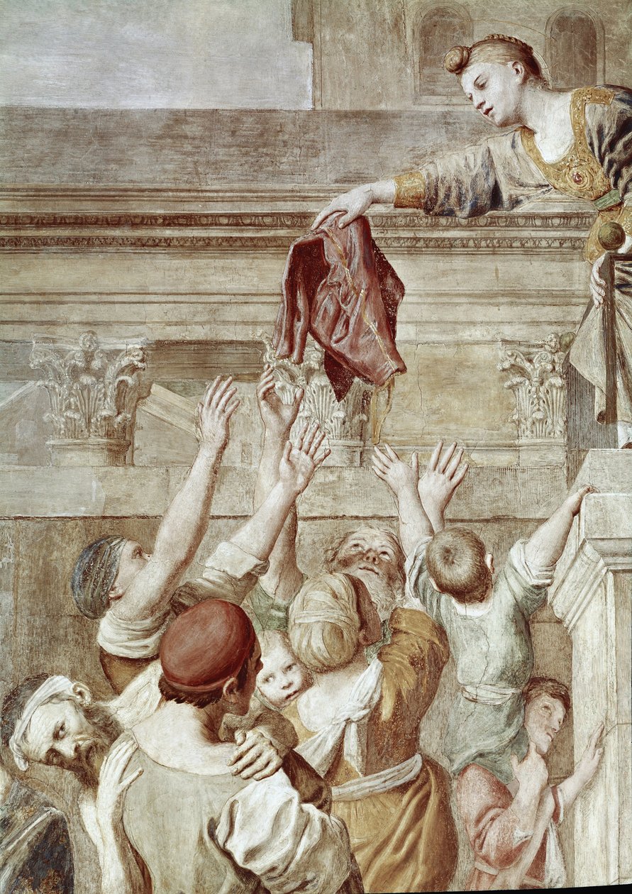 Příběh svaté Cecílie: Aumone svaté Cecílie, detail (Fresco od Domenichino
