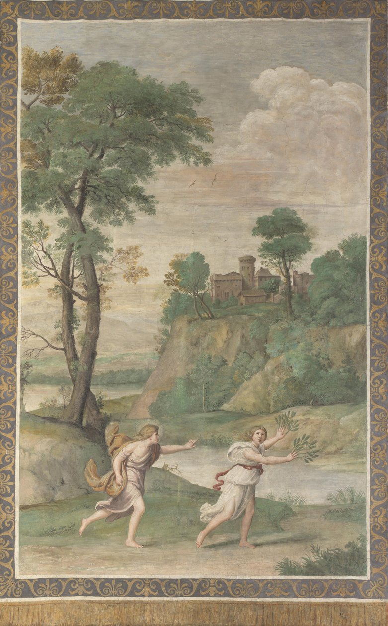 Apollo pronásleduje Daphne Fresco z vily Aldobrandini, 1617-1618 od Domenichino