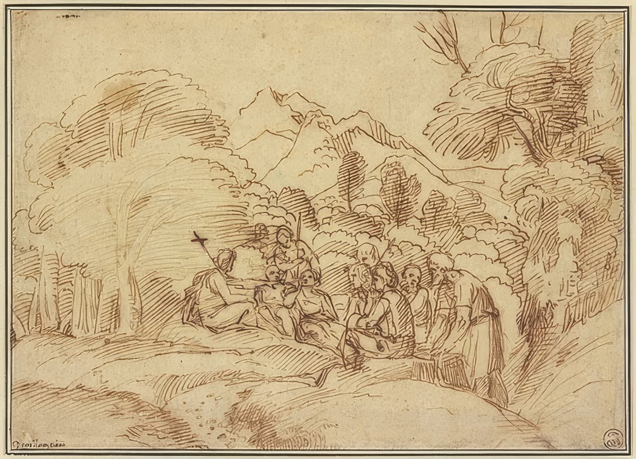 Jan káže na poušti od Domenichino