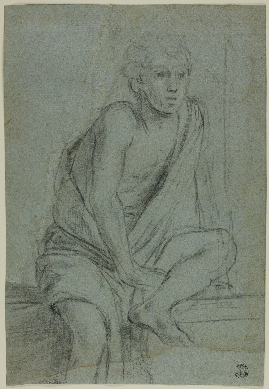 Sedící mládež: Studie pro bičování svatého Ondřeje od Domenichino
