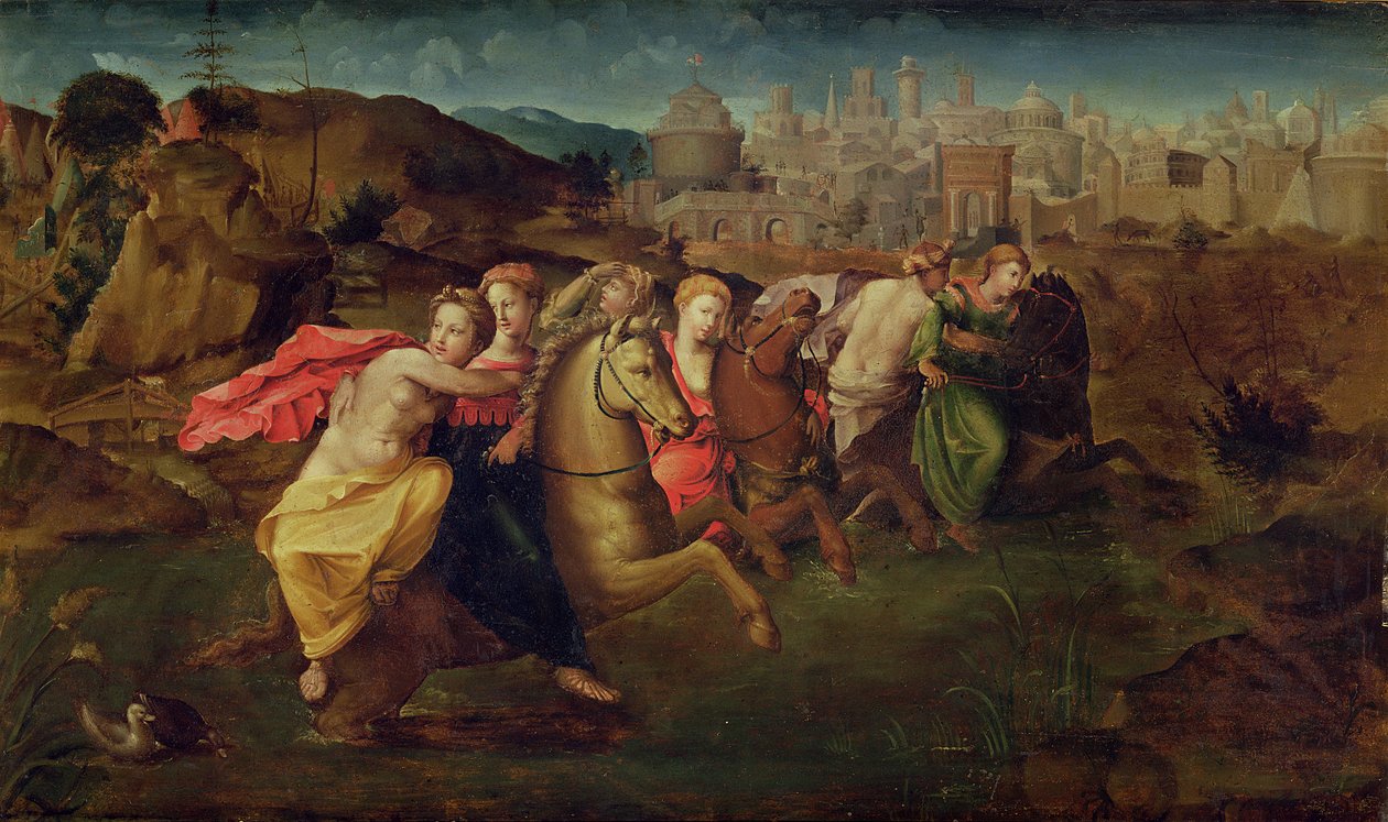 Kloelie a panny prchající z Porsenského pole, asi 1530-35 od Domenico di Pace Beccafumi  