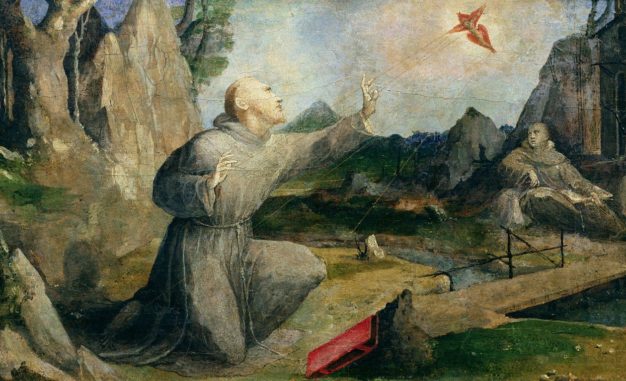 Svatý František z Assisi přijímající stigmata, 1537 od Domenico di Pace Beccafumi  