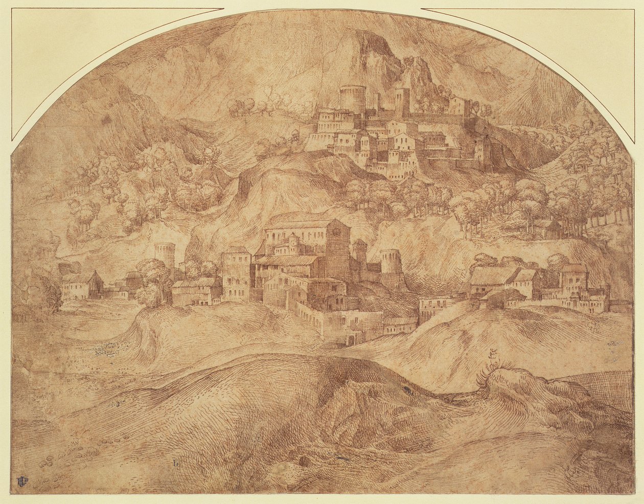 Hornatá krajina (pero a tuš) od Domenico Campagnola