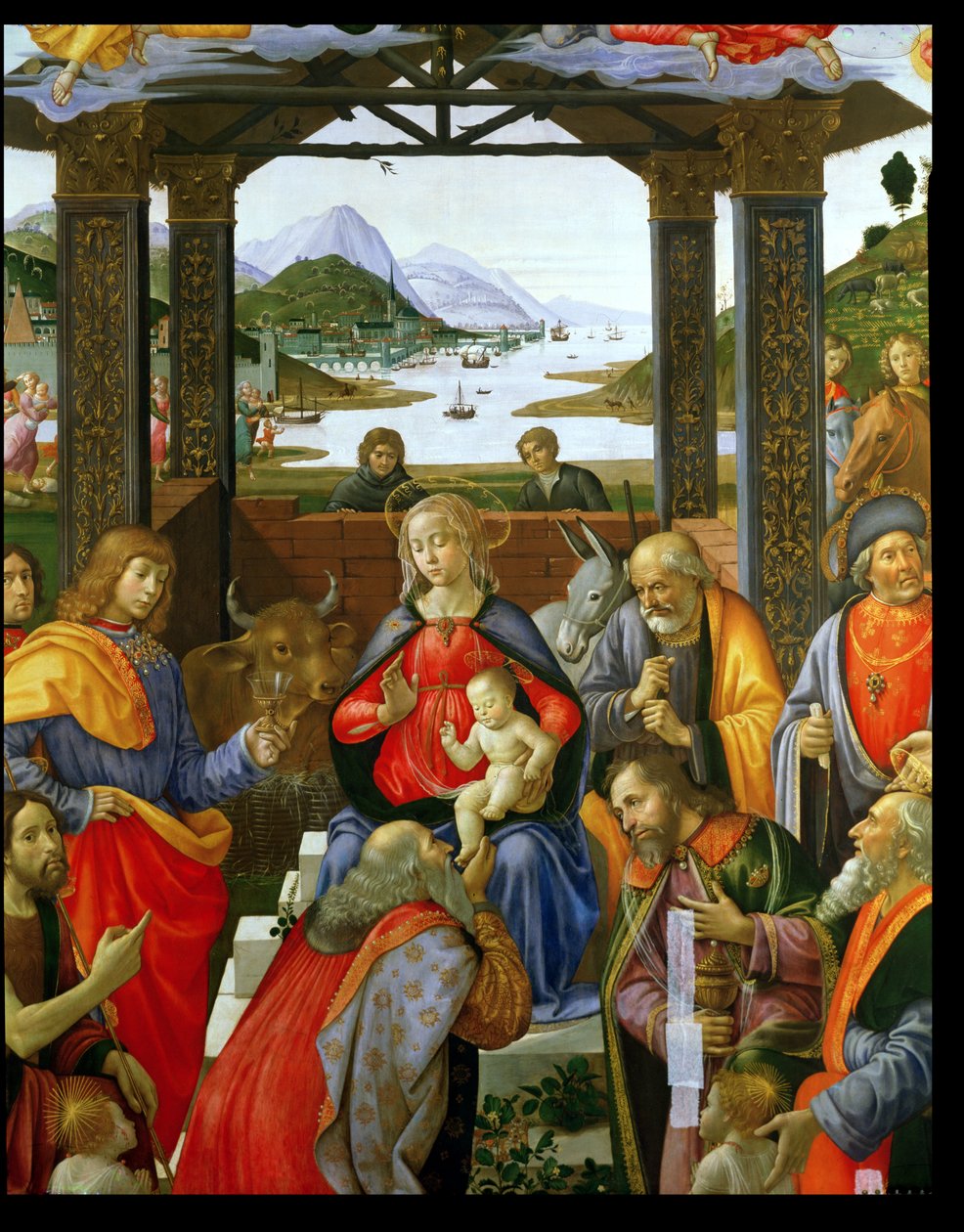 Klanění tří králů, 1488 tempera na detailu panelu z 120249 od Domenico Ghirlandaio