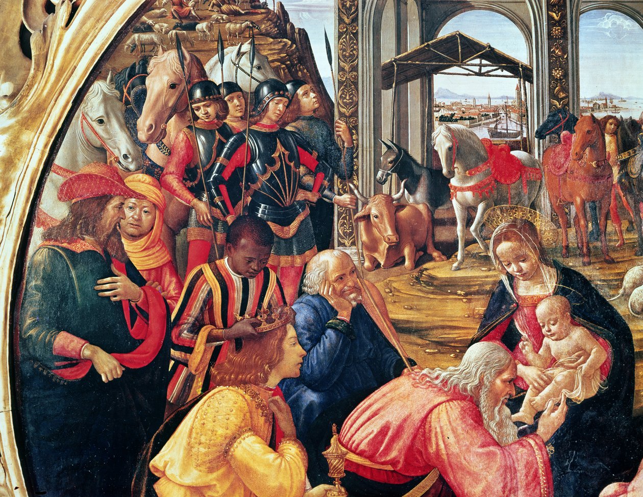 Klanění tří králů, detail, 1487 od Domenico Ghirlandaio