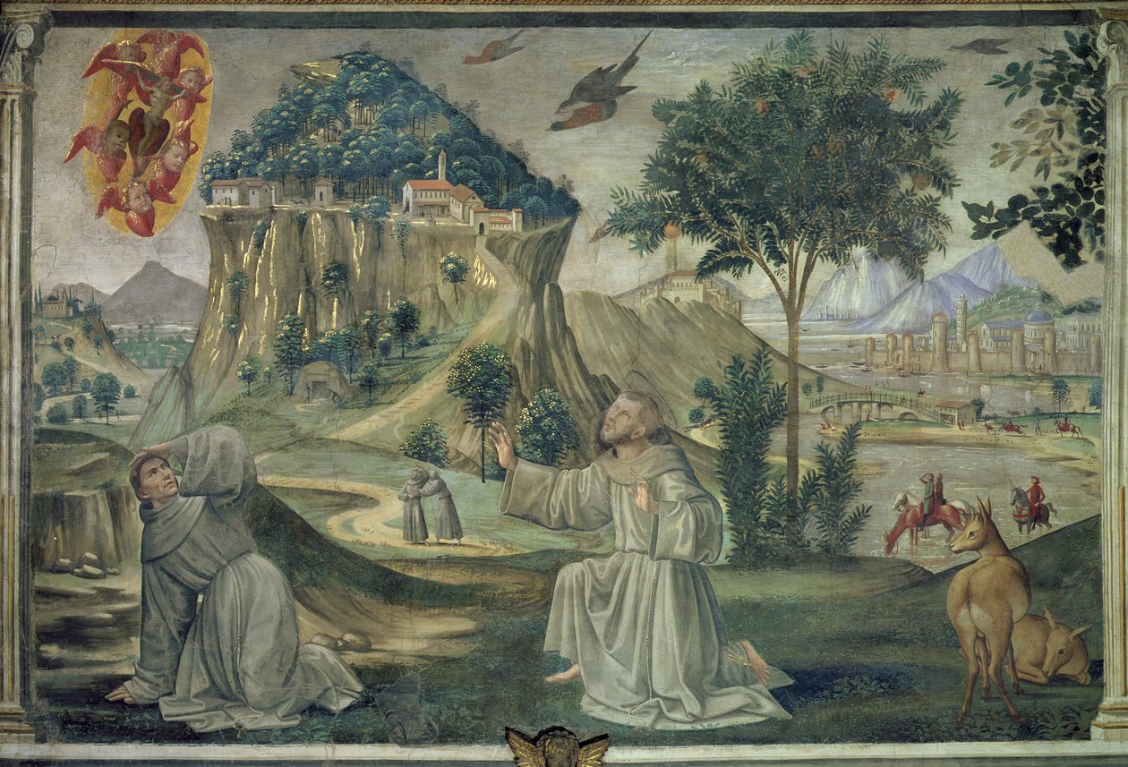 Sv. František přijímající stigmata, scéna z cyklu Život sv. Františka z Assisi, 1486 od Domenico Ghirlandaio