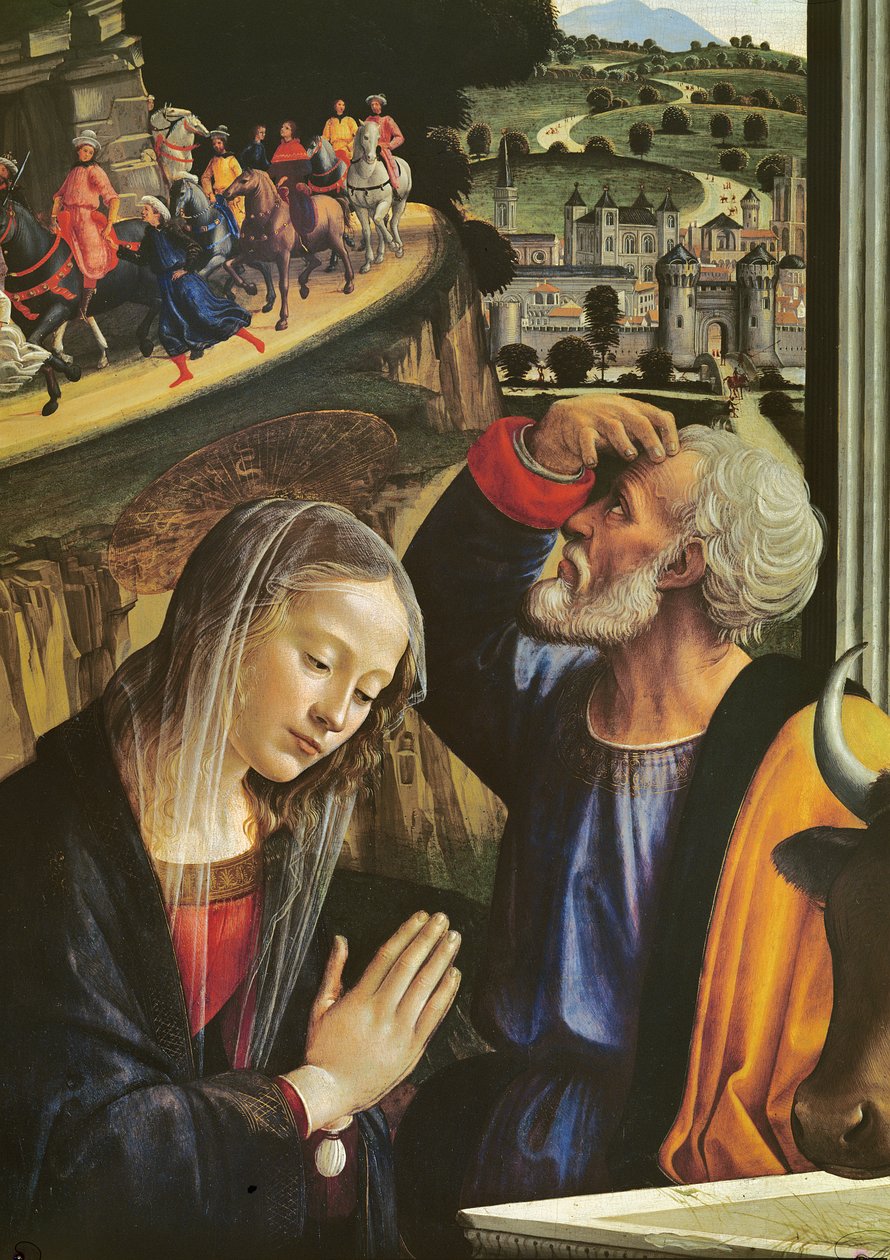 Narození Krista (detail oltářního obrazu) od Domenico Ghirlandaio