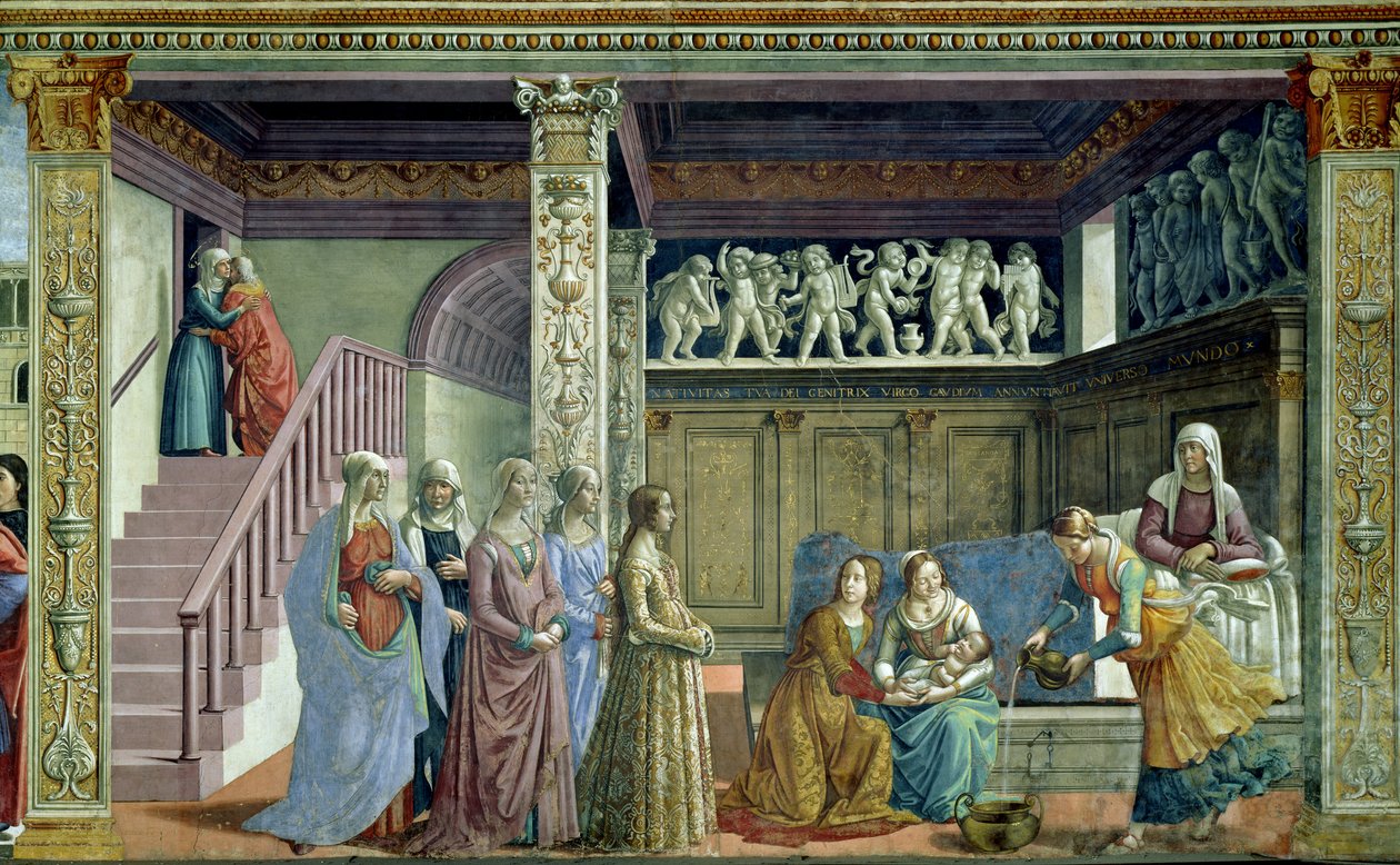 Narození Panny Marie, 1486-90 (podrobnosti viz 124357) od Domenico Ghirlandaio