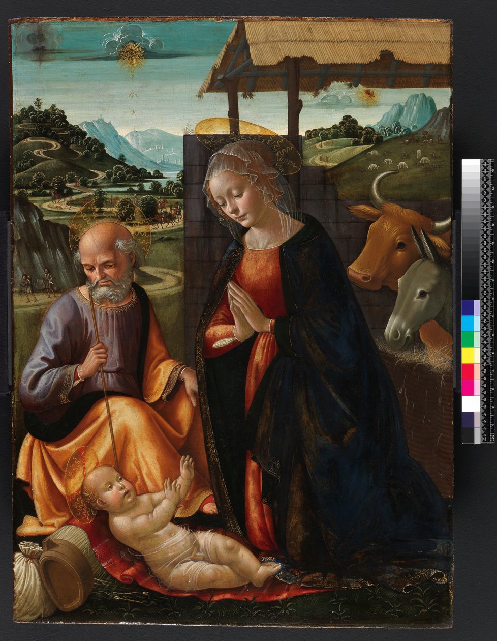 The Nativity (tempera a olej na panelu) (po čištění) od Domenico Ghirlandaio