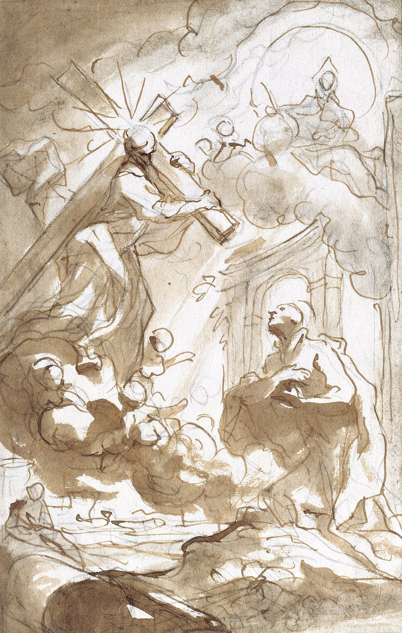 Kristus, nesoucí svůj kříž, se zjevuje svatému Ignáci z Loyoly od Domenico the Elder Piola