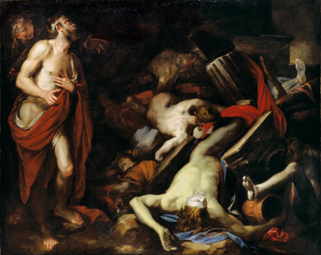 Job a jeho děti od Domenico the Elder Piola