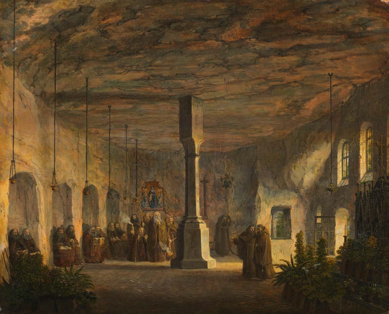 Vnitřní pohled na kapli sv. Maxima v Salcburku (Petersfriedhof) od Domenico Quaglio the Younger