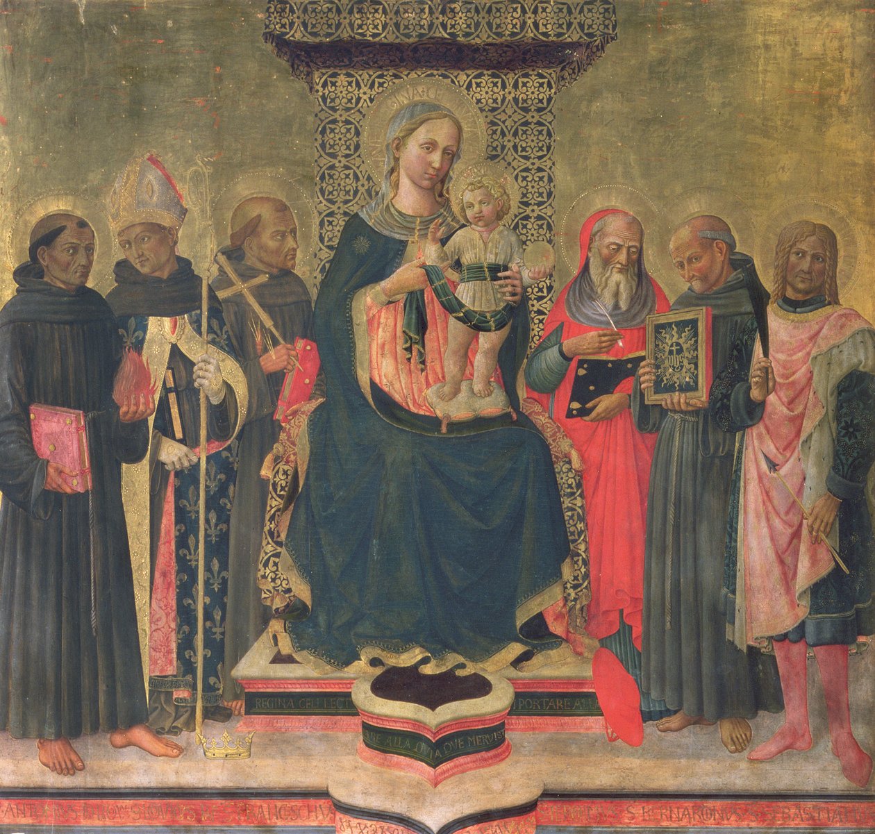 Madonna a dítě se svatými (tempera na panelu) od Domenico di Michelino