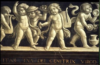 Vlys cherubínů, z Narození Panny Marie (freska) (detail 60456) od Domenico Ghirlandaio