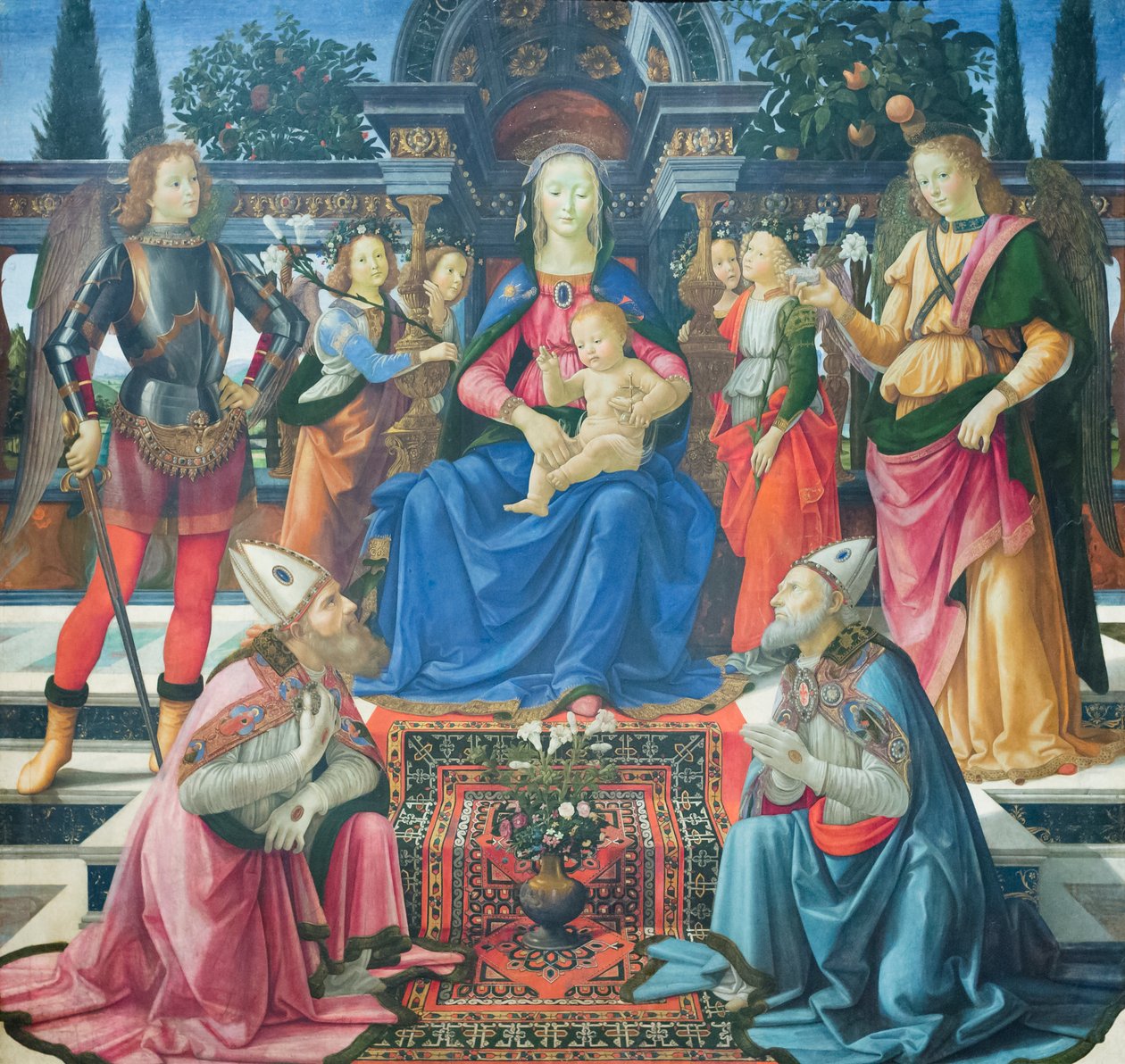 Madona s dítětem s archanděly a se svatými biskupy Justem a Zenobiem od Domenico (1449 94) Ghirlandaio