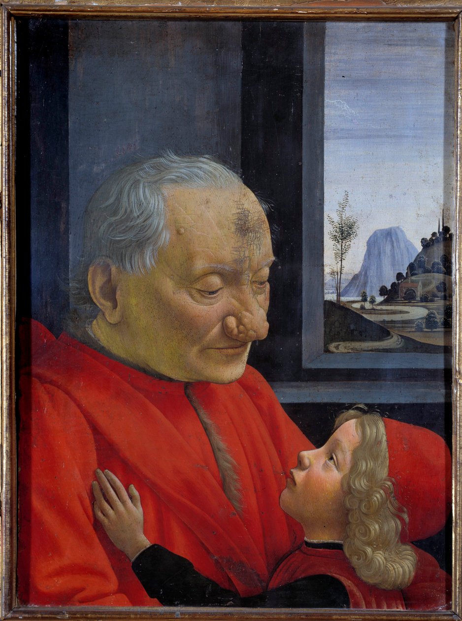 Portrét starého muže a mladého chlapce Malba Domenica Ghirlandaia (1449-1494) Slunce 15. století. 0,62x0,46 m - Portrét starého muže a mladého chlapce (také nazývaného Stařec a jeho vnuk). Obraz Domenica Ghirlandaia (1449-1494) 15. stol. od Domenico Ghirlandaio