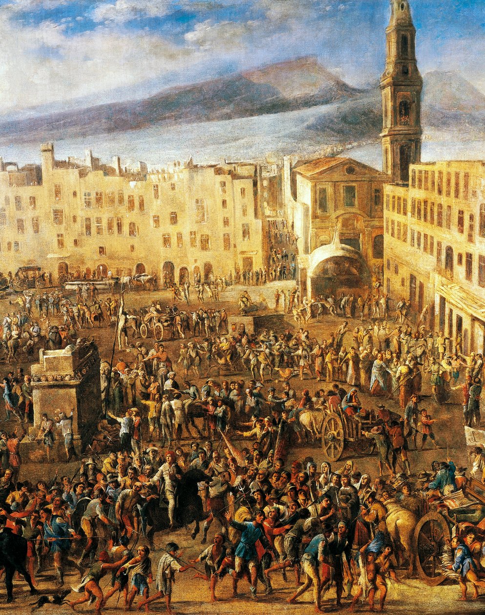 Piazza del Mercato v Neapoli, detail ze vzpoury Masaniello, od Domenica Gargiulo známého jako Micco Spadaro (1609 nebo 1610 - ca1675), malba. od Domenico (1612 75) Gargiulo