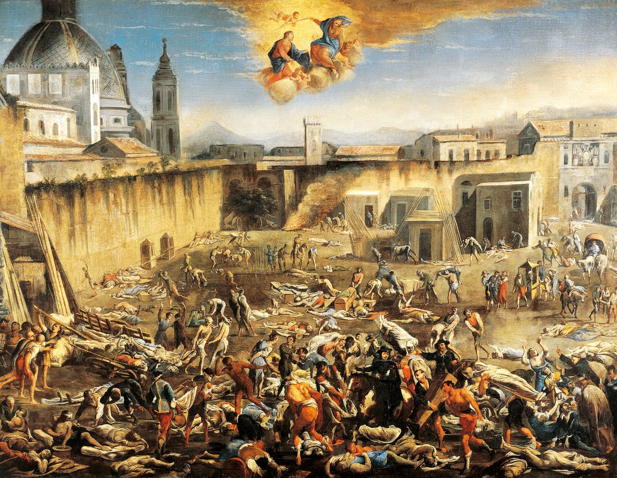 Tržní náměstí (Largo Mercatello), neapolský mor od Domenico Gargiulo