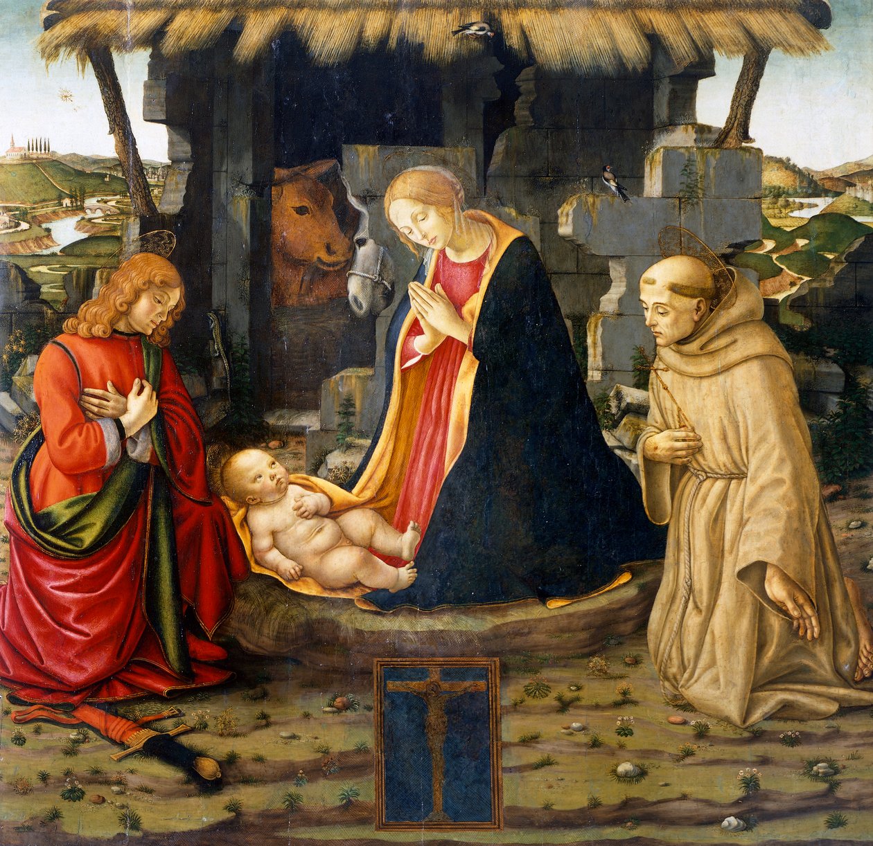 Narození Páně se svatým Františkem a svatým Juliánem od Domenico (workshop) Ghirlandaio