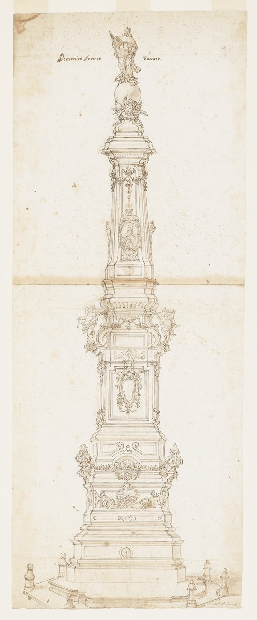 Návrh obelisku svatého Dominika, náměstí San Domenico Maggiore, Neapol od Domenico Antonio Vaccaro