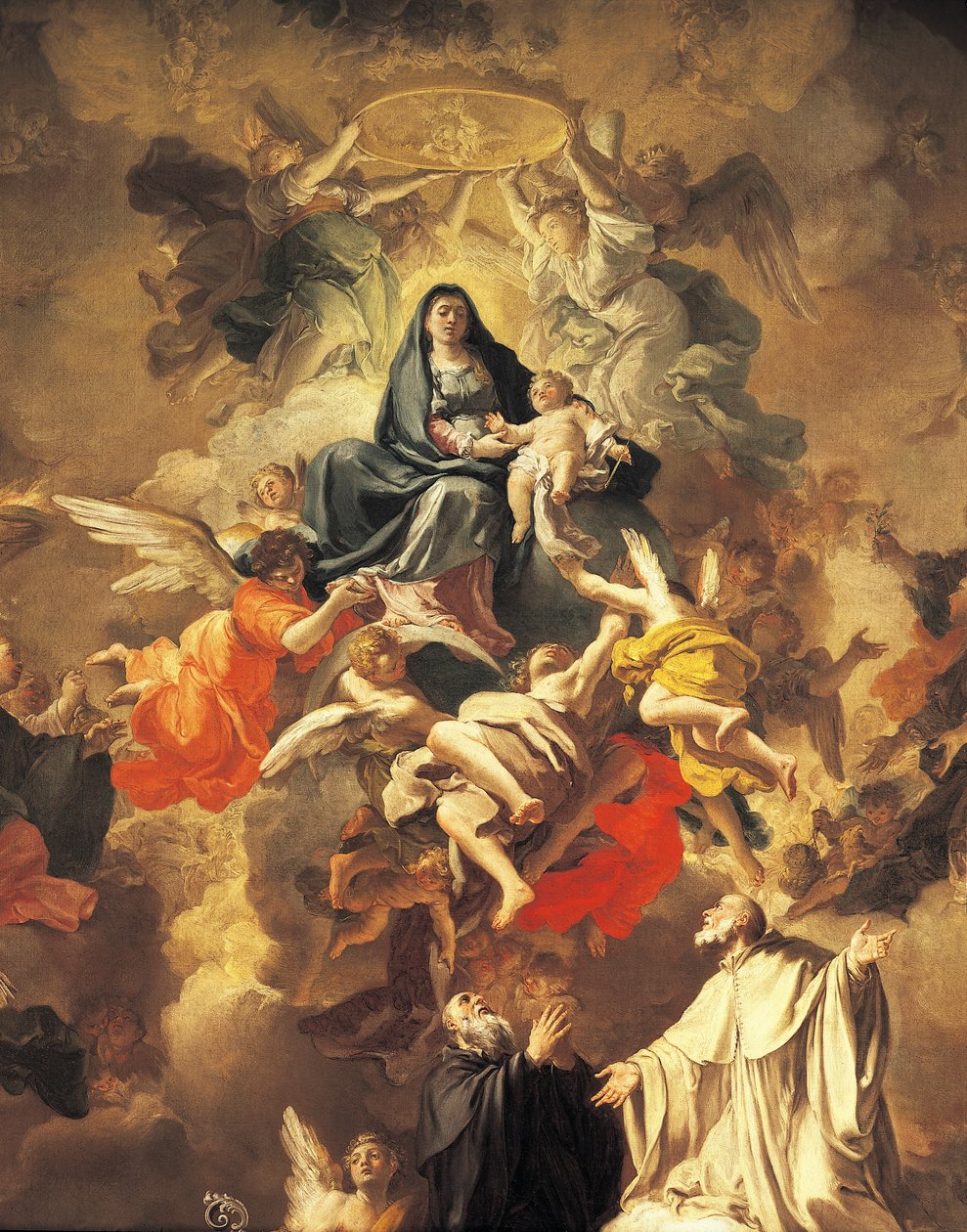 Sláva se svatými a anděly, Domenico Antonio Vaccaro (1680-1750), Detail od Domenico Antonio Vaccaro