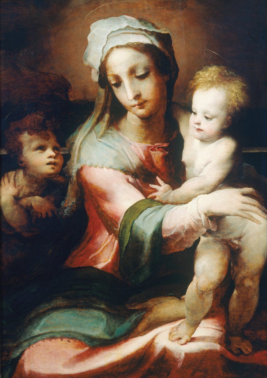 Madonna a dítě s dítětem Janem Křtitelem, 1542 od Domenico di Pace Beccafumi  