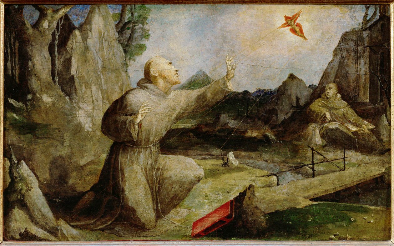 Svatý František z Assisi přijímá stigmata na ... od Domenico Beccafumi