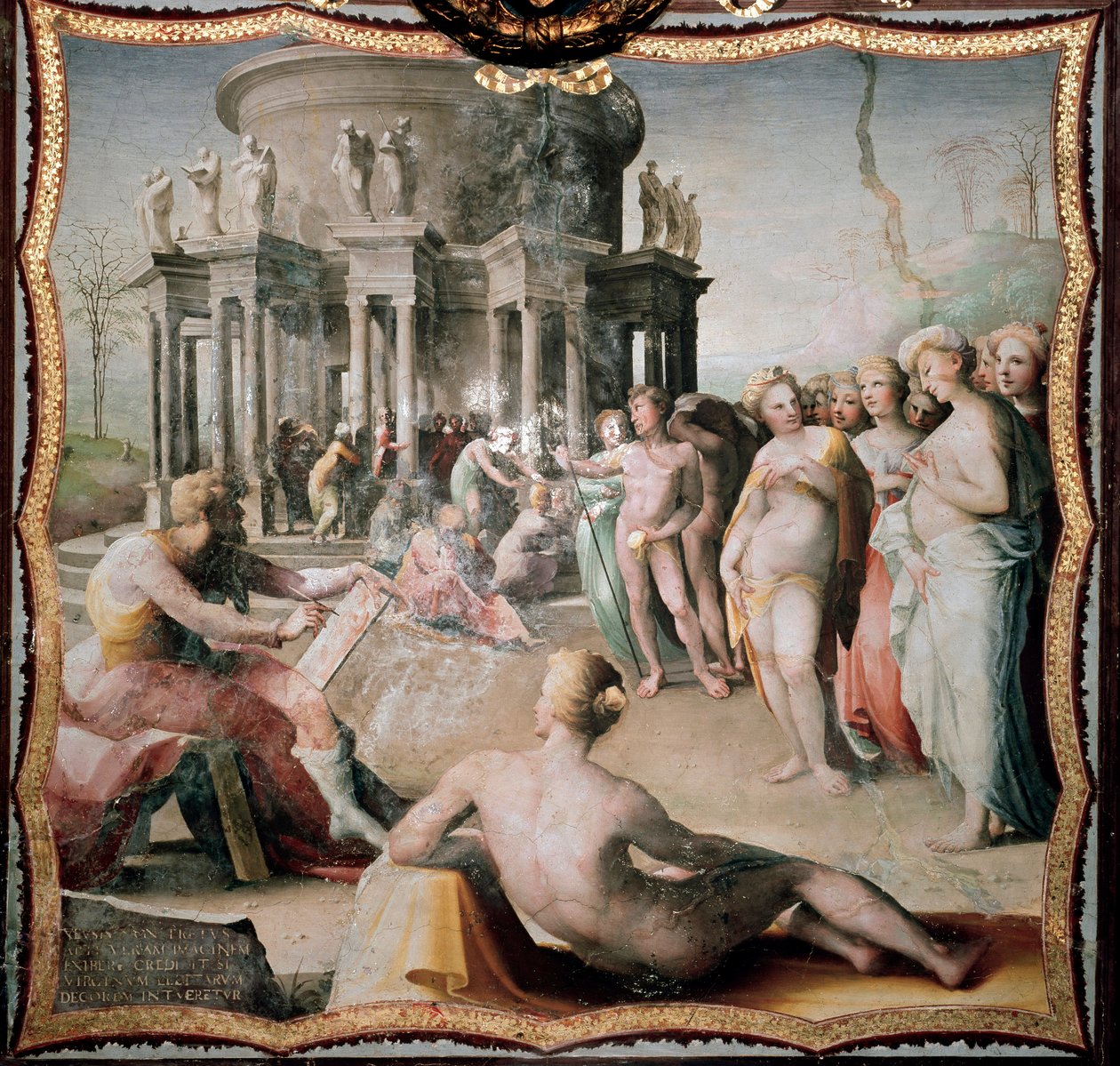 Zeuxis (nebo Zeuxippos, řecký malíř Heraclee, 464-398 př.nl) namaloval portrét Heleny pro chrám Hera v Crotone. Obraz Domenica Beccafumiho (1486-1551) od Domenico Beccafumi