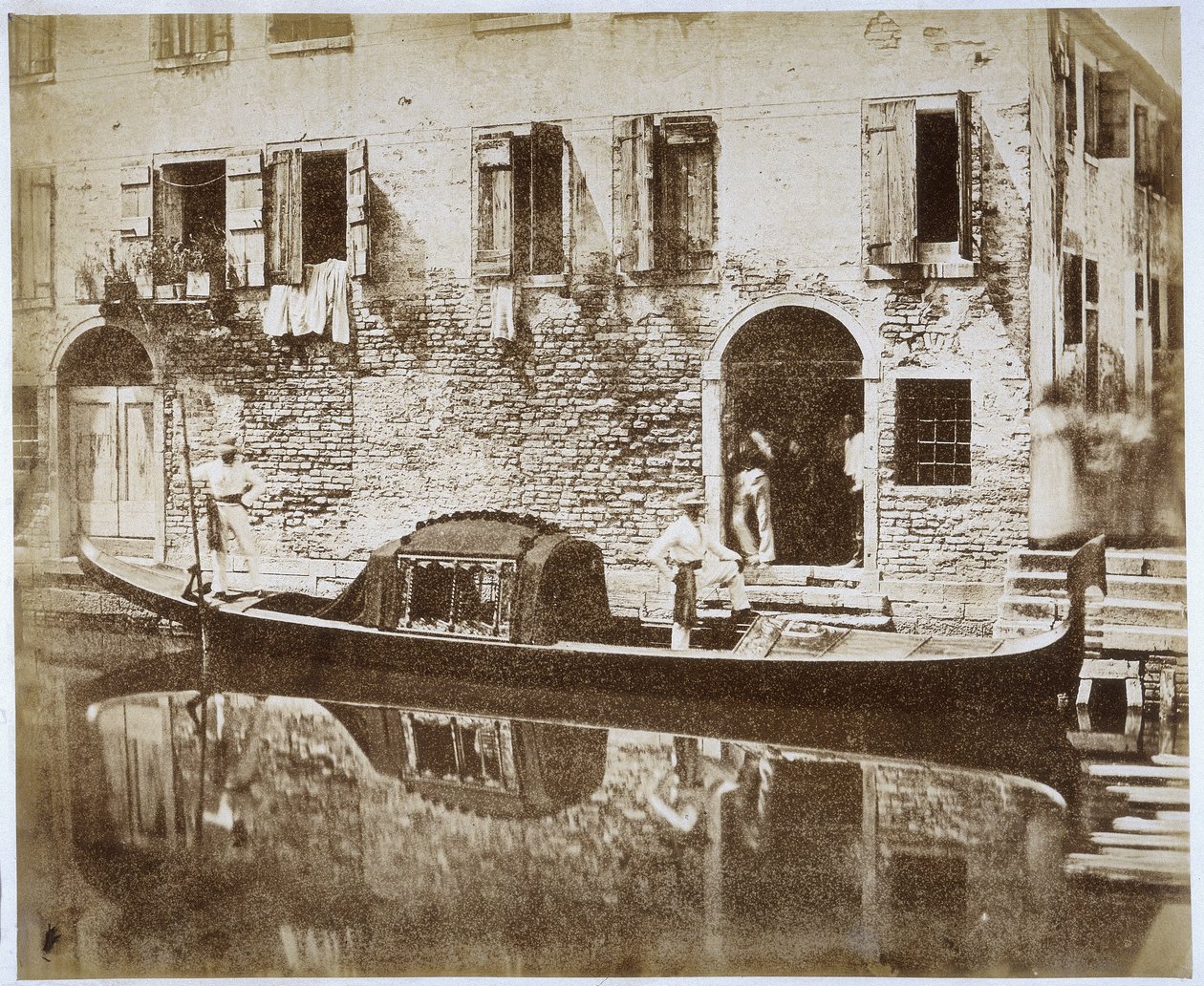 Gondola v Benátkách, kolem roku 1855 od Domenico Bresolin