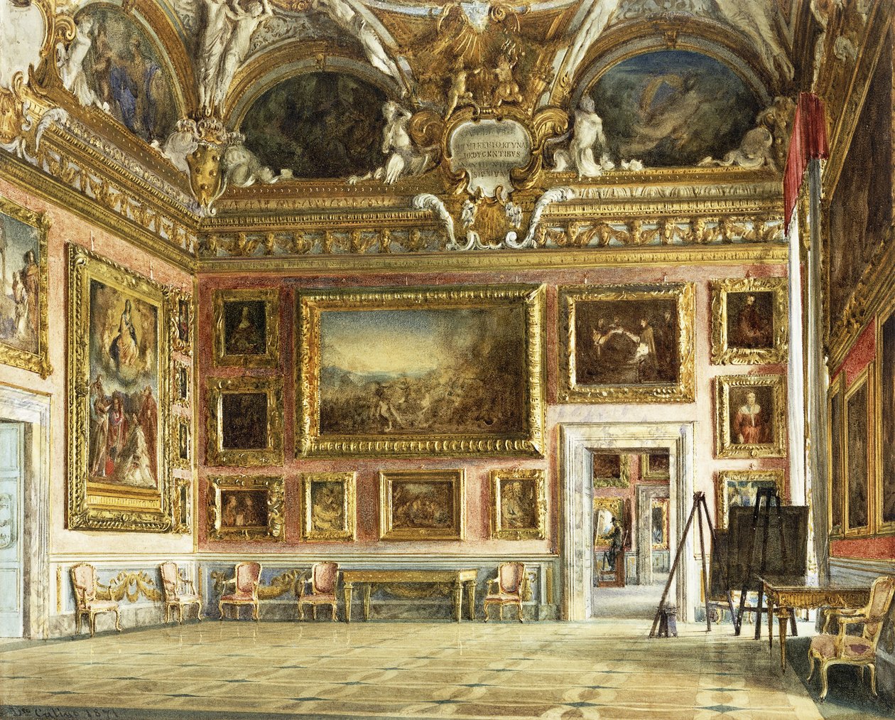 Interiéry Palazzo Pitti, Florencie: Sala dell"Illiade s Andreou del Sarto"sn "Nanebevzetí", 1871 od Domenico Caligo