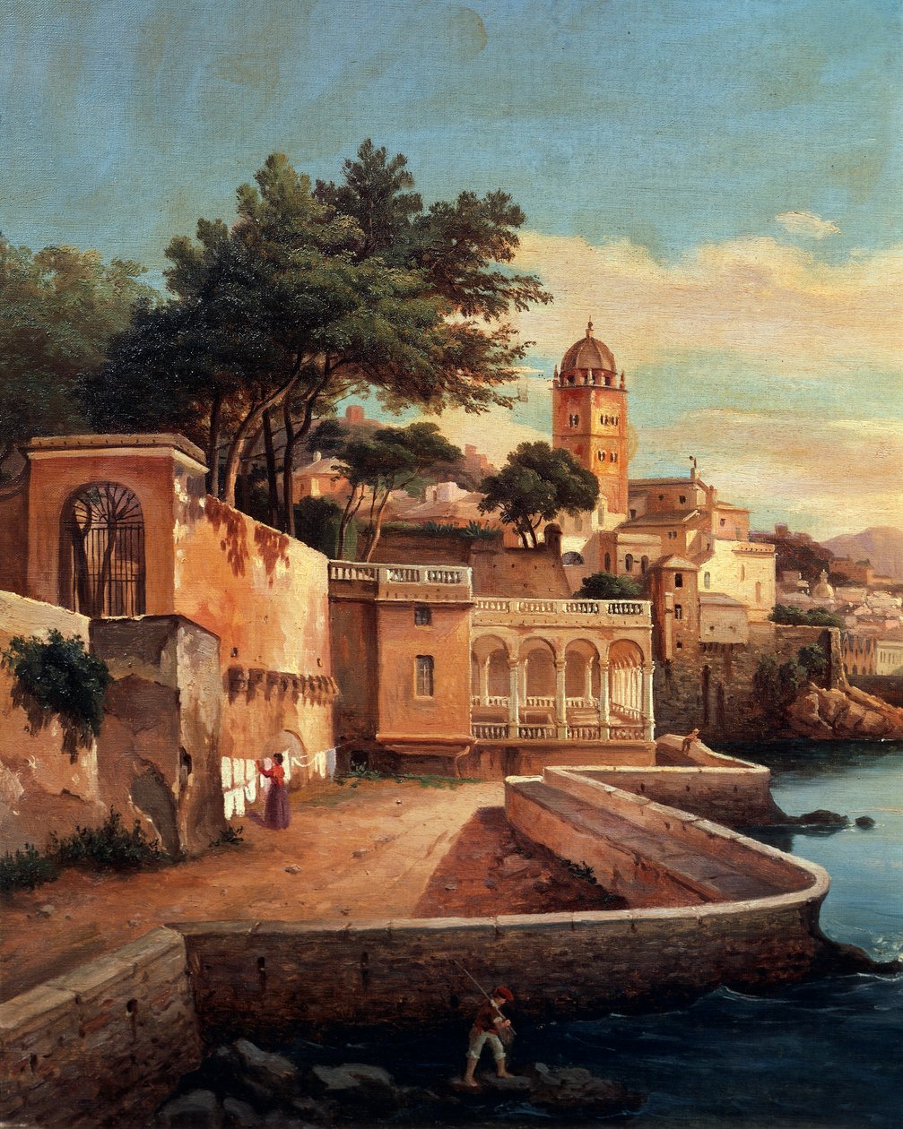 Pohled na Janov ze zahrad v Palazzo Doria Pamphilj, od Pasquale Domenico Cambiaso (1811-1894), Itálie od Domenico Cambiaso