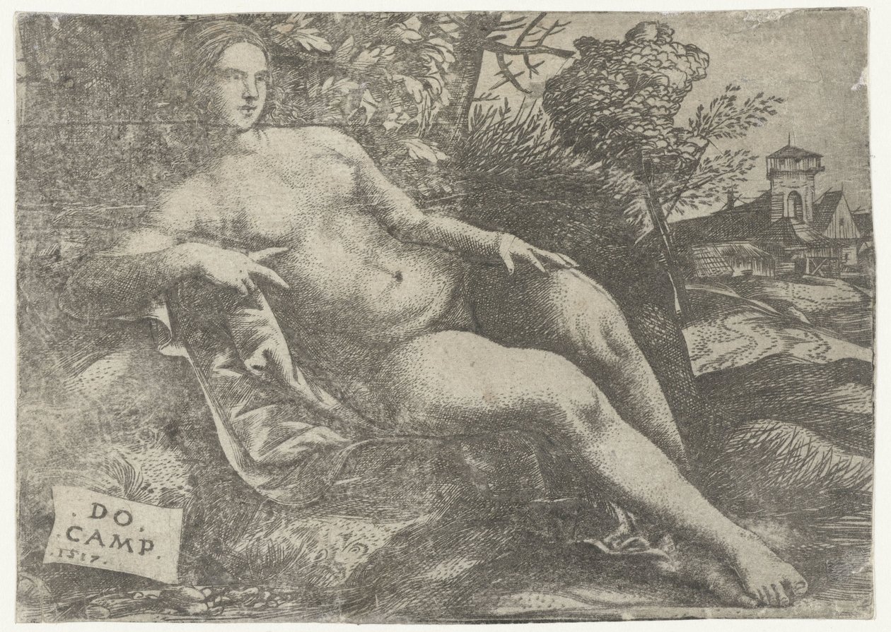 Ležící Venuše v krajině od Domenico Campagnola