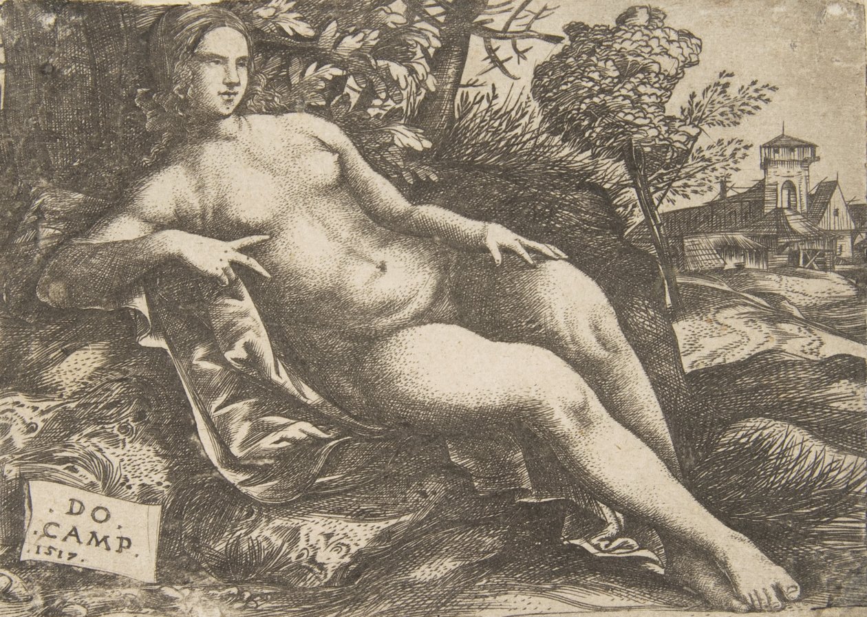 Nahá žena Venuše ležící v krajině, 1517. od Domenico Campagnola