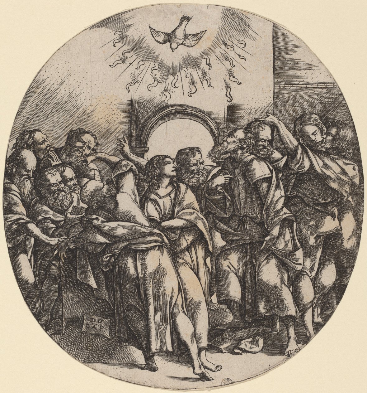 Sestoupení Ducha svatého od Domenico Campagnola