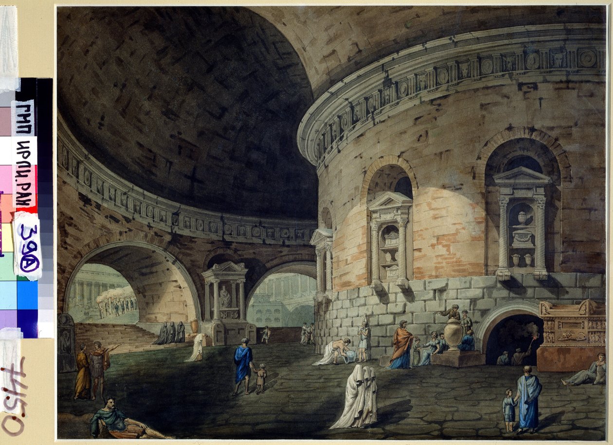 Scénografie pro hru. Scénografie pro divadelní hru. Obraz Domenica Corsiniho (1812-1873), počátek 19. století. italské umění. Akvarel na papíře. Ruský státní archiv literatury a umění, Moskva od Domenico Corsini