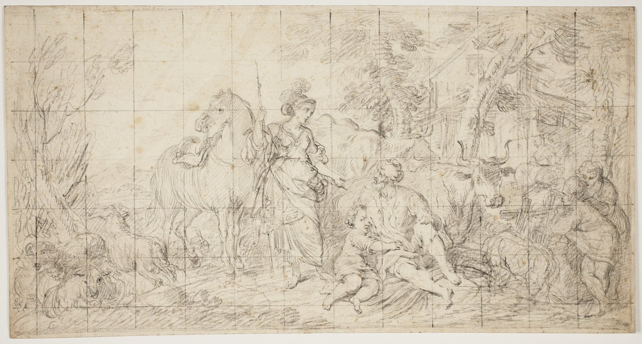 Erminia a pastýři od Domenico Corvi
