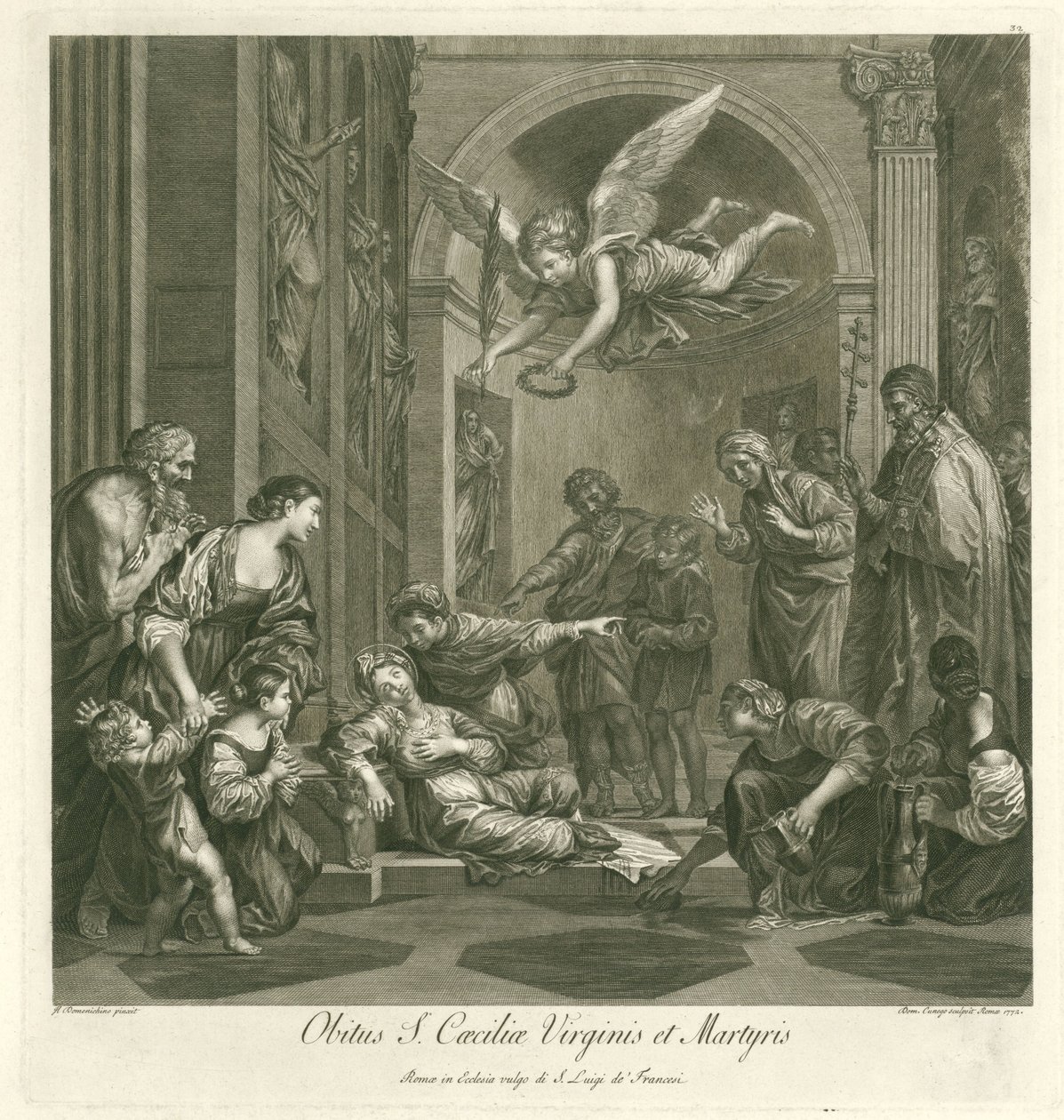 Dood van de heilige Cecilia Smrt sv. Cecílie, panny a mučednice (titul na předmětu) Italský schilderkunst (název série) Italská škola malířství (název série) od Domenico Cunego