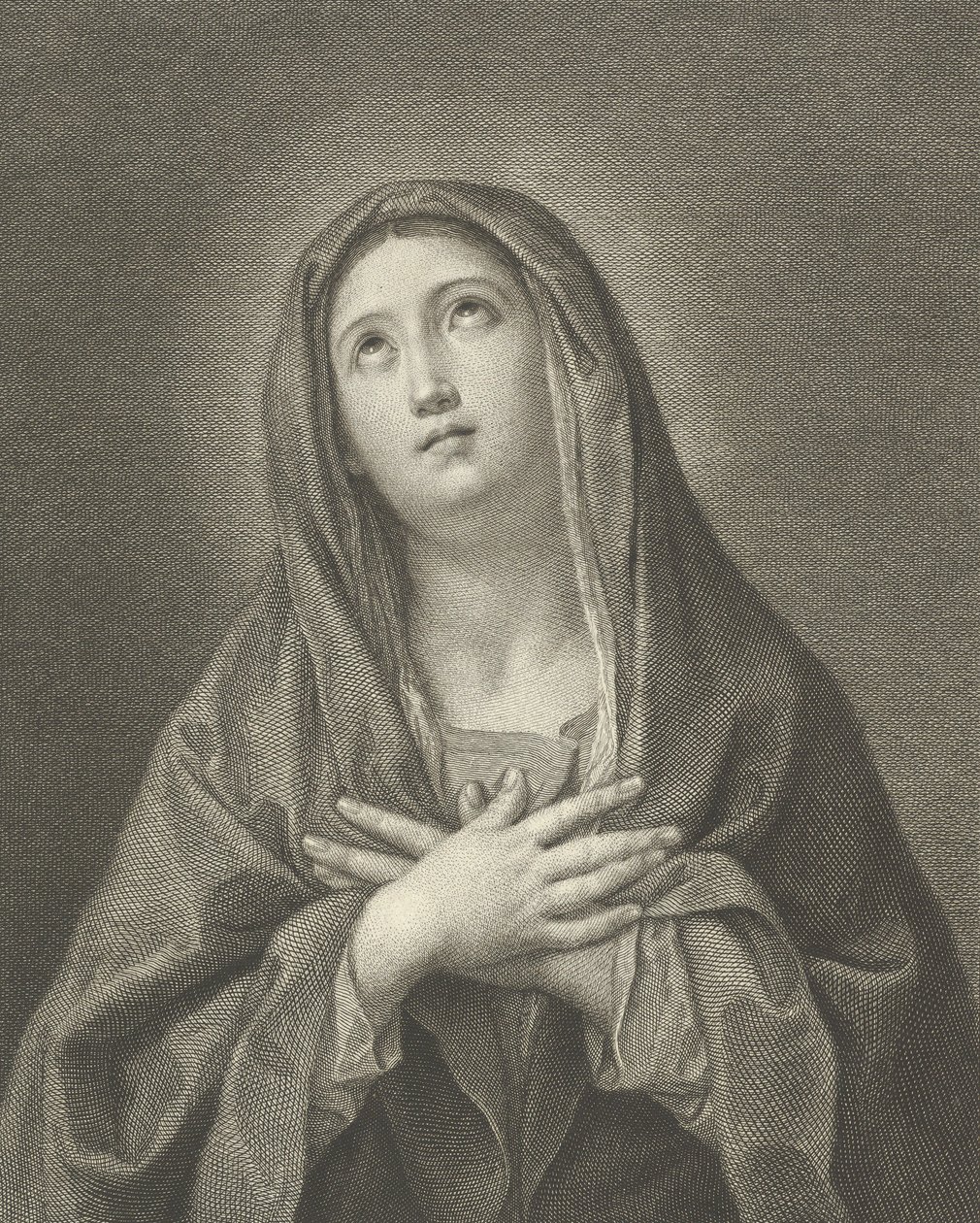 Panna hledící vzhůru s rukama zkříženýma na hrudi, po Reni, 1776. od Domenico Cunego