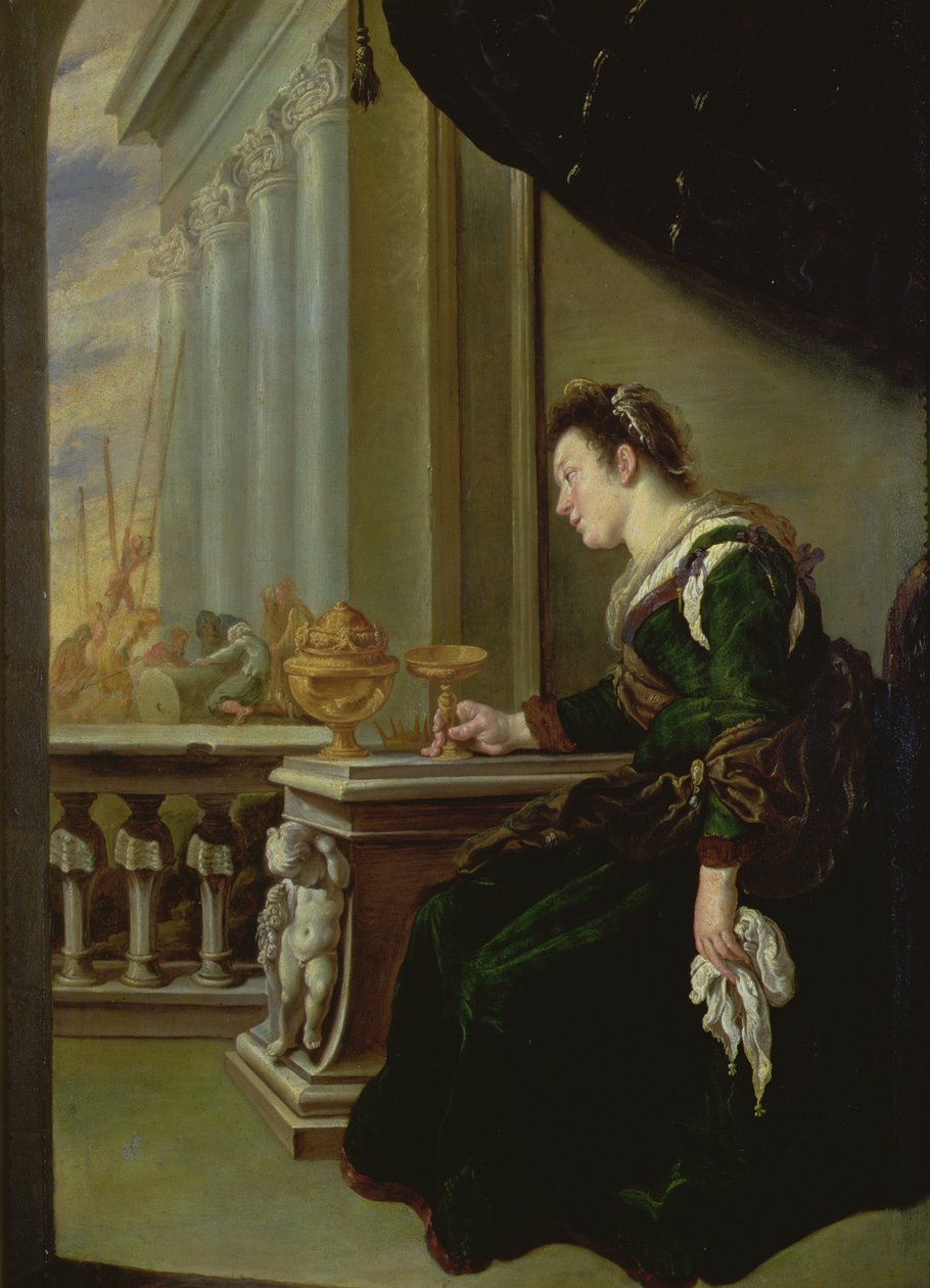 Artemisia truchlící nad Mausolus (panel) od Domenico Fetti or Feti
