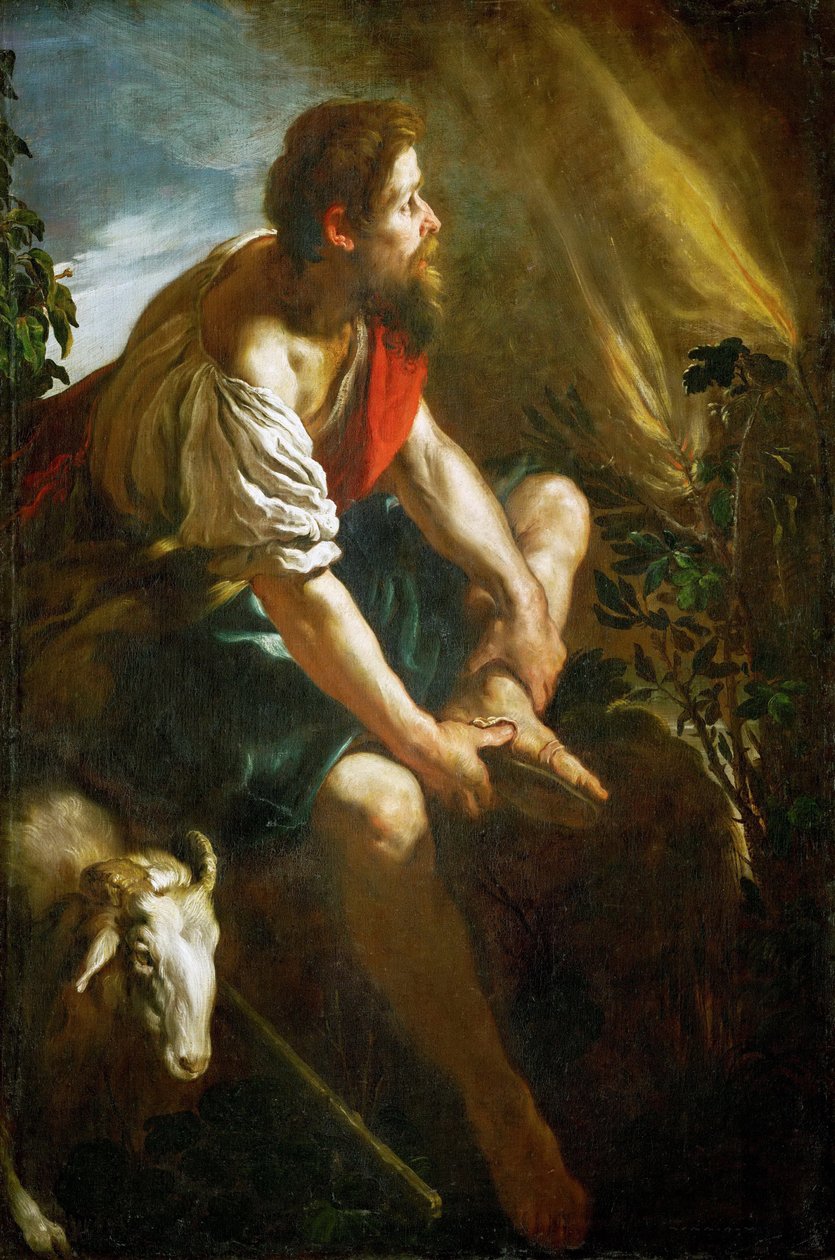 Baroko: Mojžíš před hořícím keřem par Fetti, Domenico (1588/90-1623), c. 1616-1617. Olej na plátně od Domenico Fetti or Feti