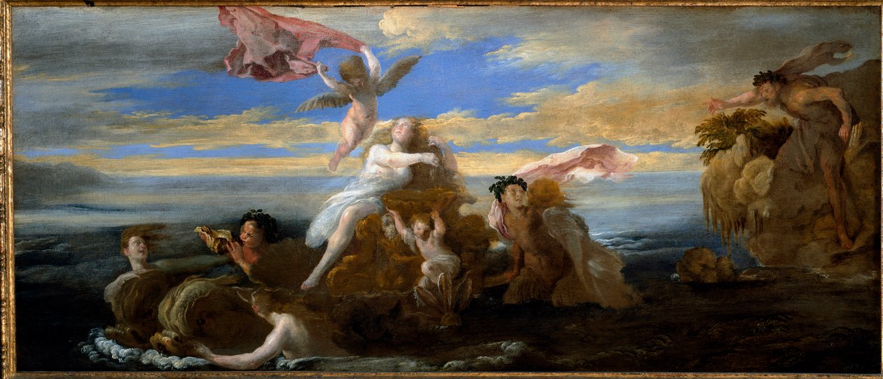 Láska ke Galatee a Polypheme (malba od Domenico Fetti or Feti