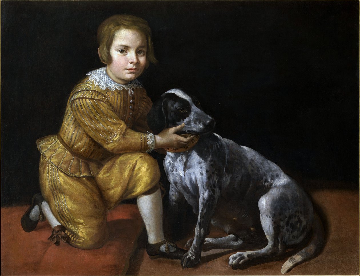 Portrait of a boy with a dog.    1202943   cs       czech Successfully Translated  Original: Porta Magna van het Venetiaans Arsenaal Scènes uit het Venetiaanse leven (series title) Habiti dHuomeni e Donne Venetiane Con la Processione della Ser.ma Signoria  od Domenico Fiasella