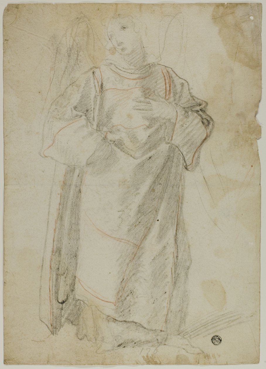 Stojící anděl (recto); Studium tváře a draperie (verze) od Domenico Fiasella