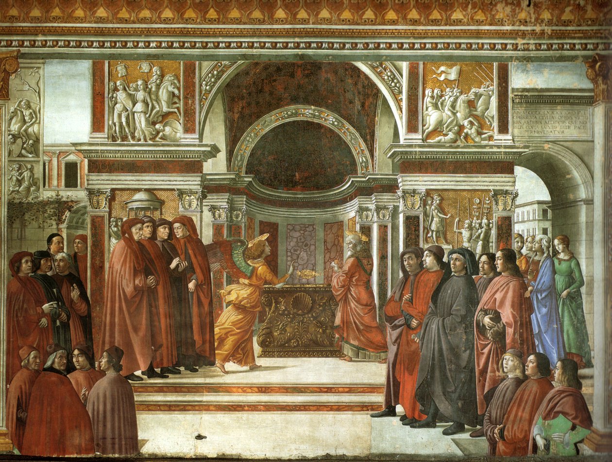 Zjevení anděla Zachariášovi od Domenico Ghirlandaio