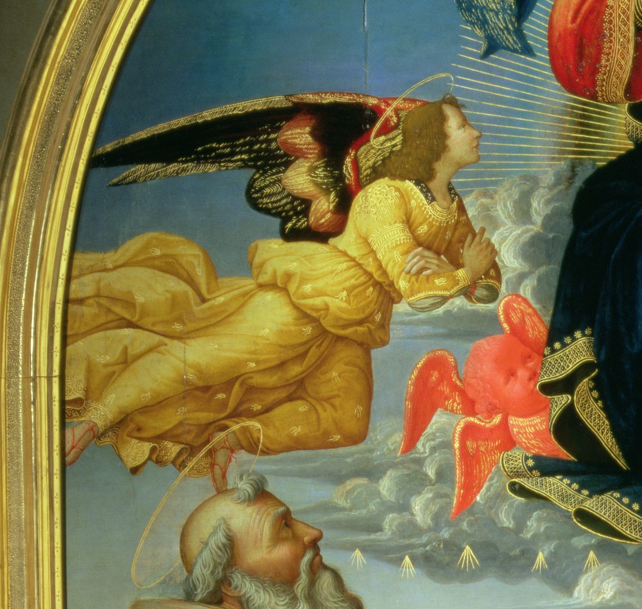 Kristus ve slávě se sv. Benediktem c.480-547, sv.Romuald c.952-1027, sv.Attinia, sv.Grecinie a dárce, opat Buonvicini, 1492 detail panelu 85137 od Domenico Ghirlandaio