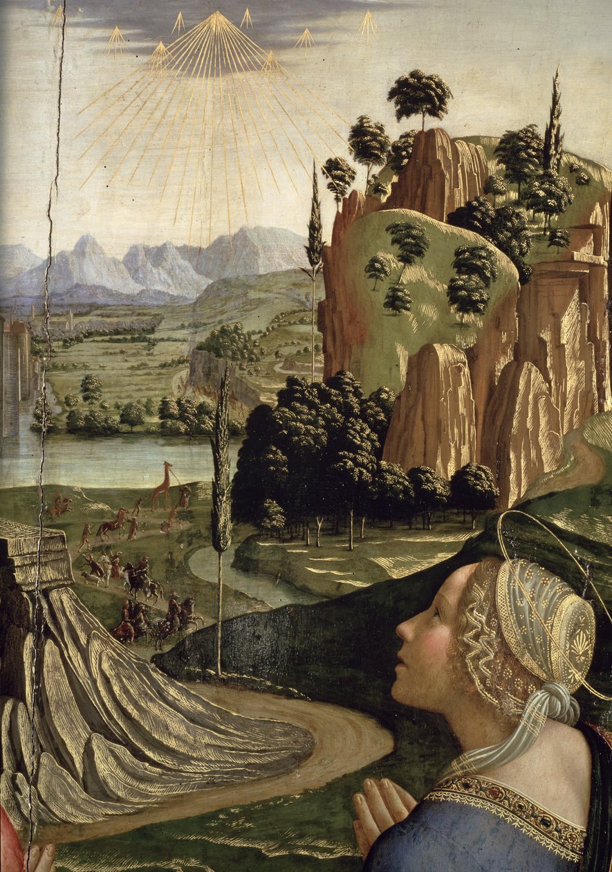 Kristus ve slávě se svatými, detail krajiny, 1492 detail panelu z 85137 od Domenico Ghirlandaio