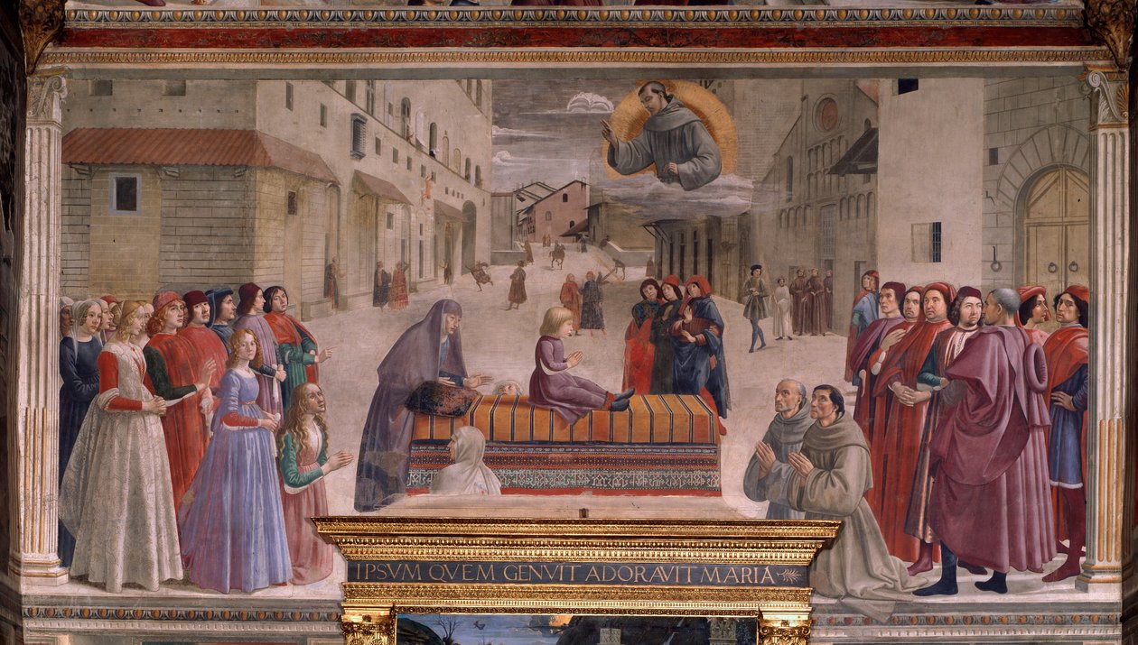 Vzkříšení chlapce od svatého Františka (Fresco od Domenico Ghirlandaio