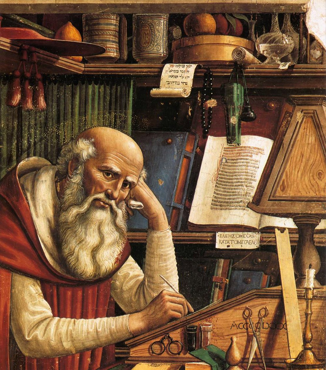 Svatý Jeroným ve svém studijním detailu, 1480 od Domenico Ghirlandaio