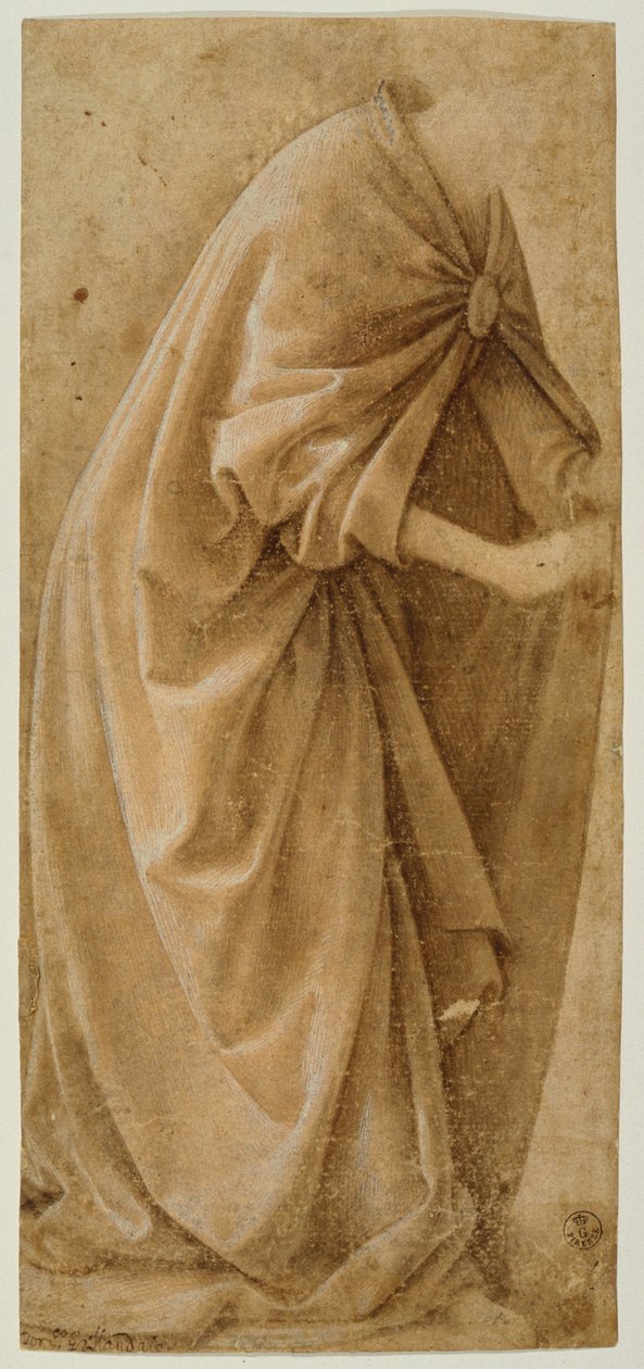 Studie drapérie (inkoust zvýrazněný bílou barvou na papíře) od Domenico Ghirlandaio