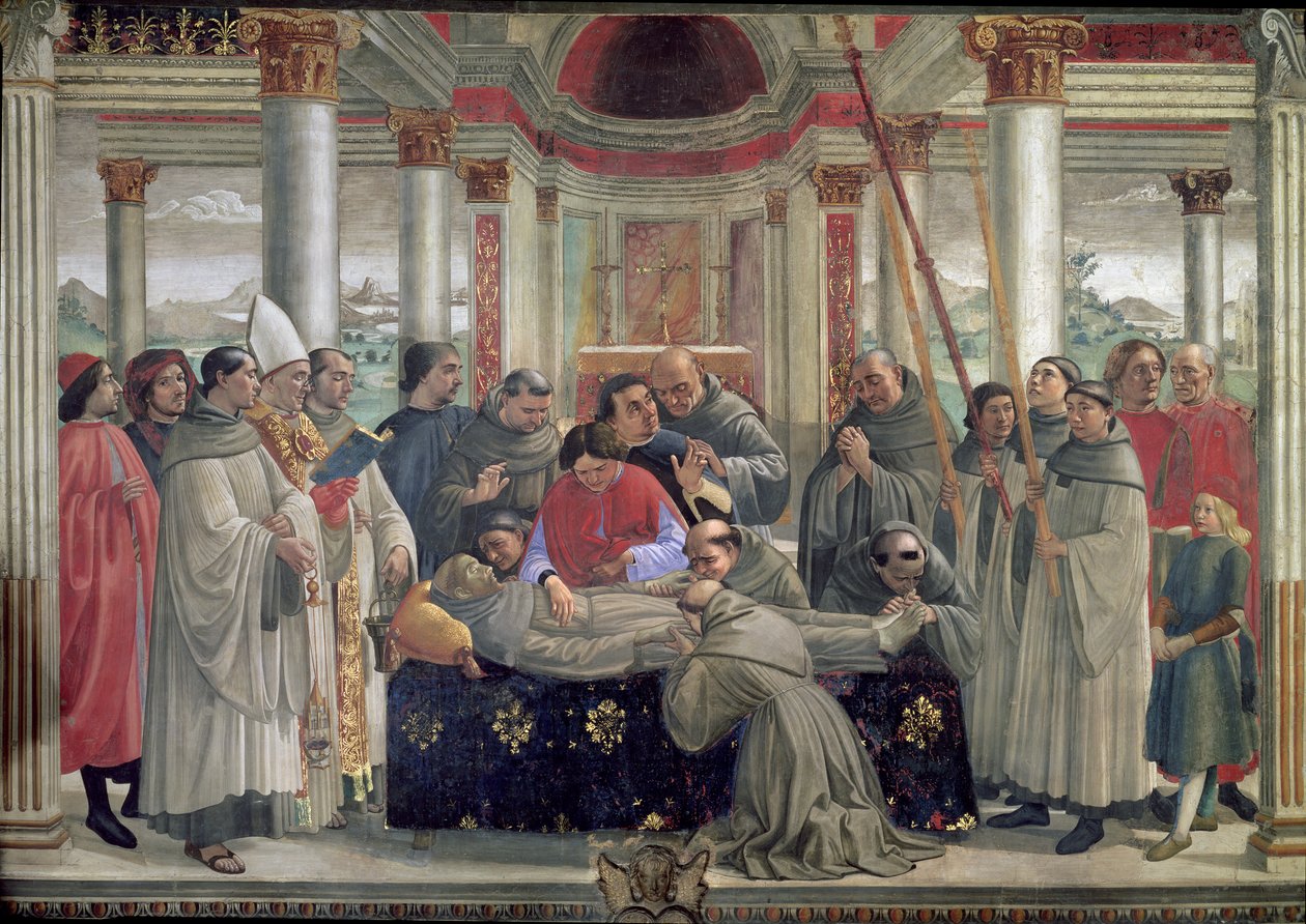 Smrt svatého Františka, výjev z cyklu Život svatého Františka z Assisi, 1486 od Domenico Ghirlandaio